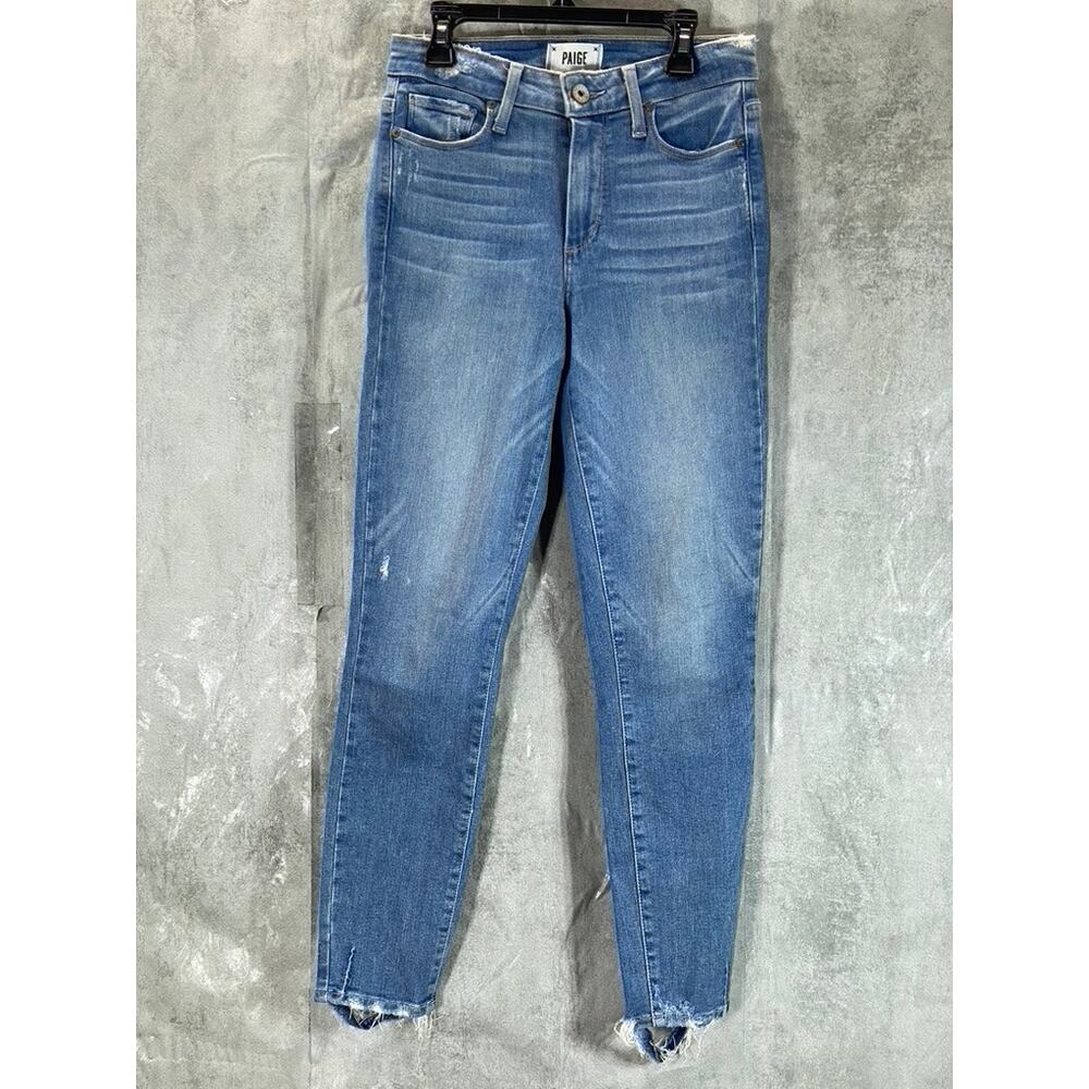 PAIGE Women's Atterberry High-Rise Hoxton Cropped Raw Hem Skinny Jeans SZ 25 - Picture 1 of 11